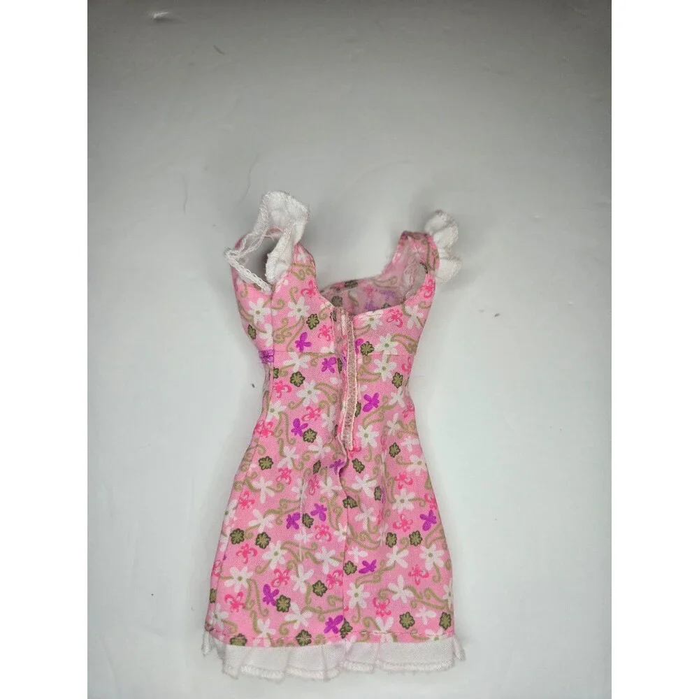 Barbie Doll Fit Flare Dress Vintage 90s Pink Floral Print Cloth Dress Pink Tag